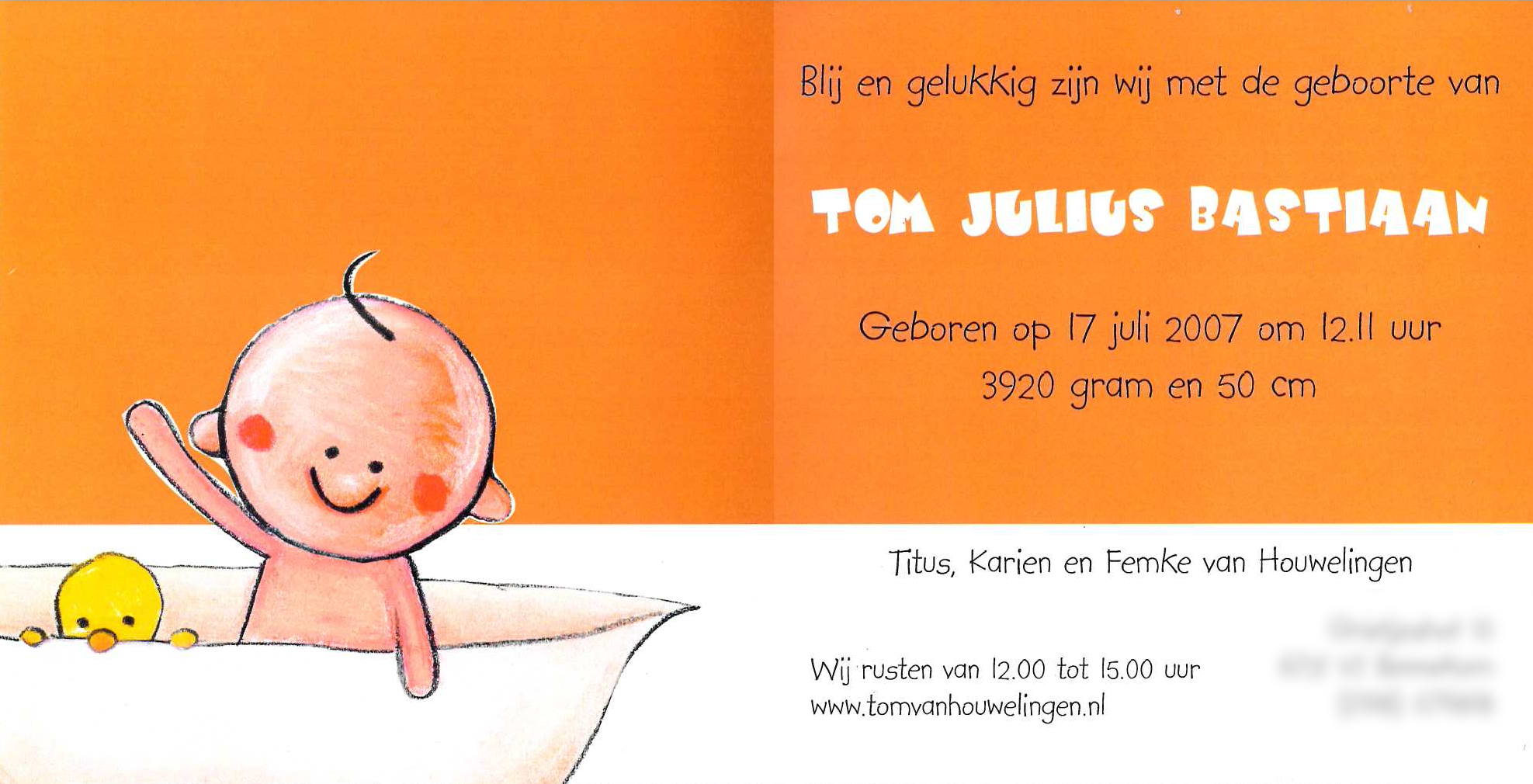 Geboortekaartje binnenkant